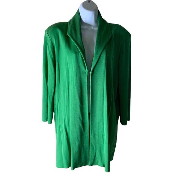 Misook Oversized Cardigan Tunic Women's XL Long Sleeves Hook & Eye Knitted Green - Picture 3 of 7